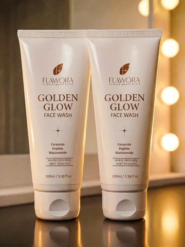 Flawora Set of 2 Golden Glow Facewash with Niacinamide for  Brightening, Moisturization and Nourishment - 100ml