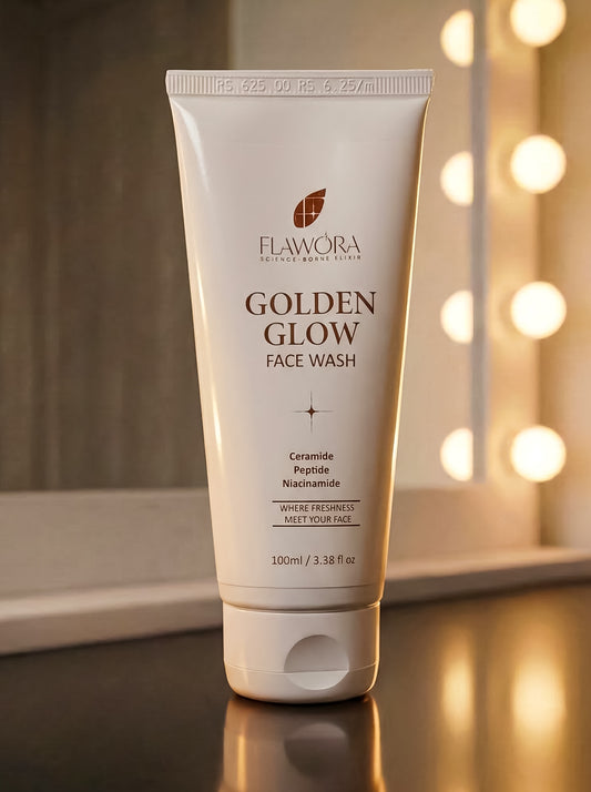 Flawora Golden Glow Facewash with Niacinamide for  Brightening, Moisturization and Nourishment - 100ml