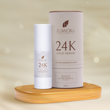 Flawora 24K Skin Brightening Gold Serum with Niacinamide & Vitamin C - 30 ml